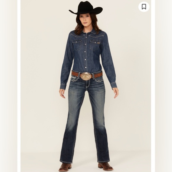 ARIAT MID RISE BOOT CUT REAL RIDING JEANS - Picture 1 of 6